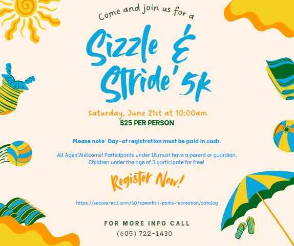 Spearfish, South Dakota, Black Hills, Sizzle and Stride 5K, Spearfish Rec Center
