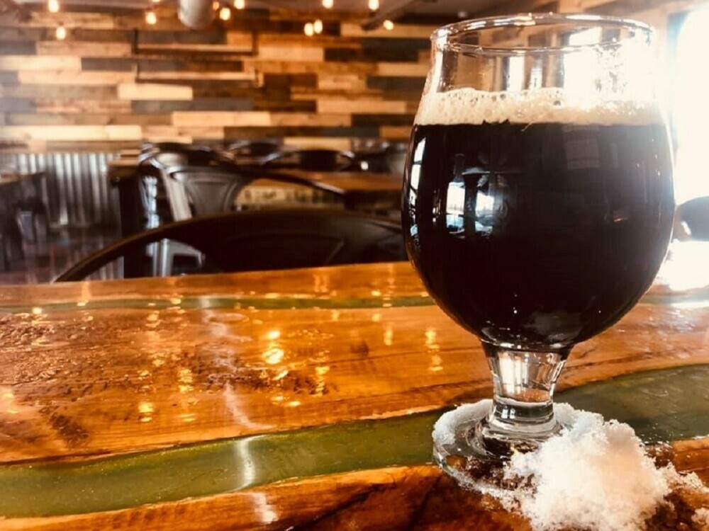 Sawyer Brewing's Coffee Oatmeal Stout on a winter day Sawyer Brewing's Coffee Oatmeal Stout on a winter day